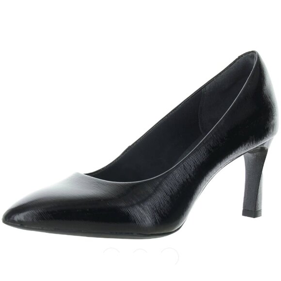 Rockport Total Motion Black Patent Leather Pointed Toe Pumps Women's Size 7 - Picture 2 of 16